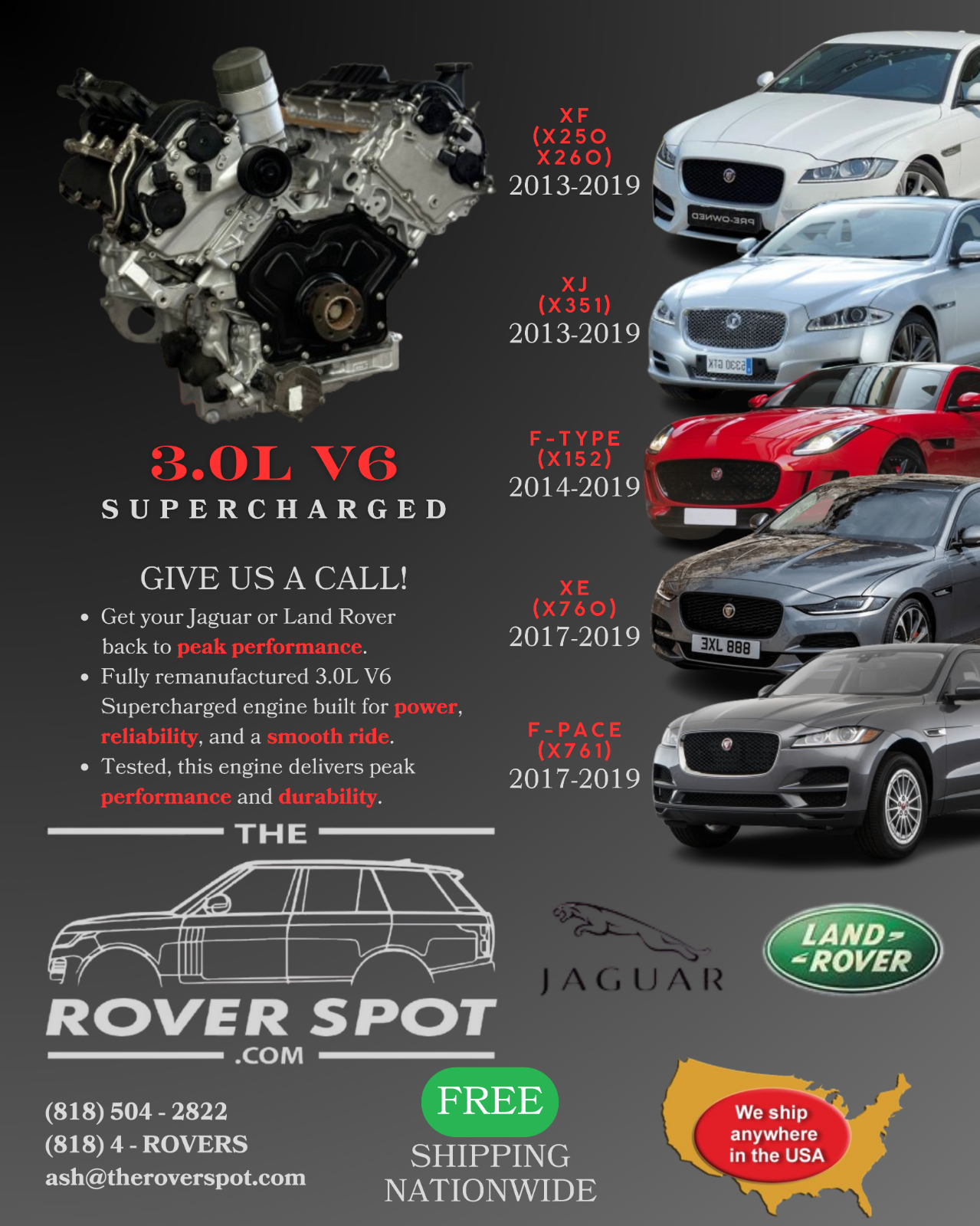 Land Rover Range Rover 3.0L V6 Supercharged Upgraded Remanufactured Engine