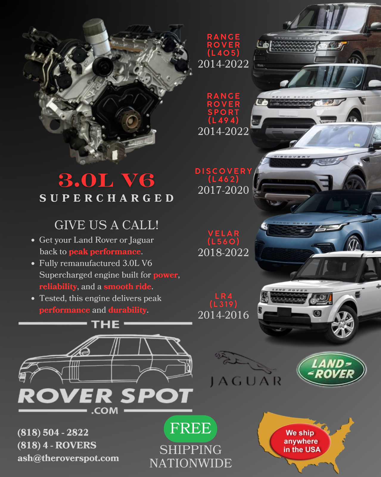 Land Rover Range Rover 3.0L V6 Supercharged Upgraded Remanufactured Engine
